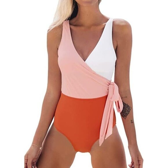 Cupshe Other - CUPSHE Women's One Piece Swimsuit Wrap Color Block Tie Side Bathing Suit
